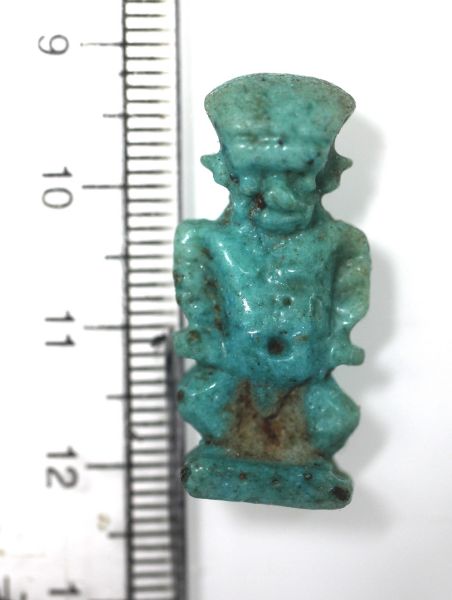 Picture of  ANCIENT EGYPT.  A FINE FAIENCE  AMULET OF POTAIKOS.  600 - 300 B.C  