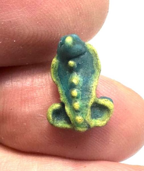 Picture of ANCIENT EGYPT.  BEAUTIFUL COLOR. GRECO - ROMAN - FAIENCE  AMULET OF A COBRA . 300 B.C - 100 A.D