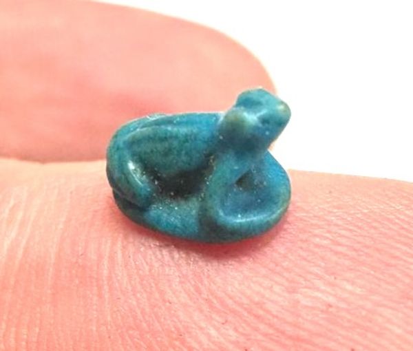 Picture of  ANCIENT EGYPT.  A  FAIENCE SCARABOID IN THE SHAPE OF A FROG  1400 B.C   . NEW KINGDOM