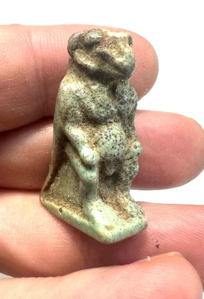 Picture of ANCIENT EGYPT.  A FINE FAIENCE  AMULET OF KHNUM IN A FORM OF A FALCON.  600 - 300 B.C    