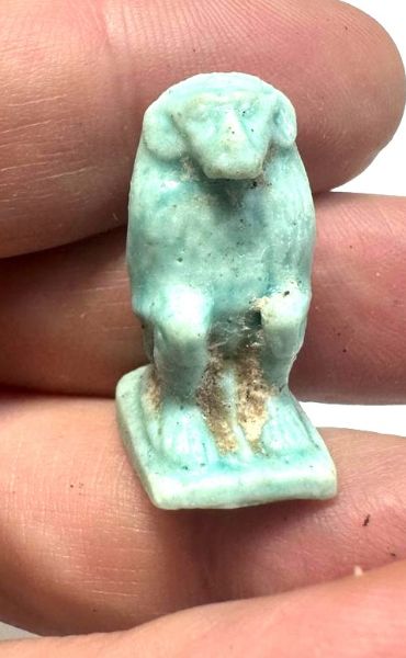 Picture of ANCIENT EGYPT.  BEAUTIFUL COLOR. GRECO - ROMAN - FAIENCE  AMULET OF A BABOON . 300 B.C - 100 A.D