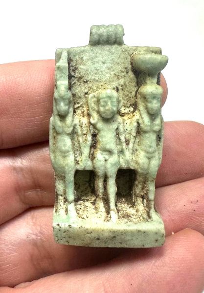 Picture of ANCIENT EGYPT. LARGE FAIENCE OSIRIAN TRIAD AMULET. 600 - 300 B.C
