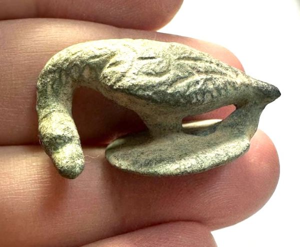 Picture of   Ancient Levant. Roman Bronze LID . GOOSE . 200 - 300 A.D