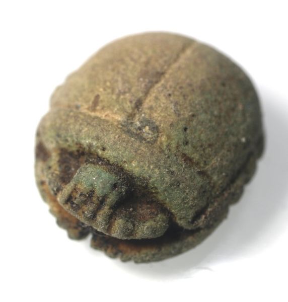 Picture of ANCIENT EGYPT. LARGE FAIENCE BUTTON SCARAB. 600 - 300 B.C