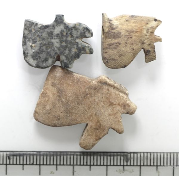 Picture of ANCIENT EGYPT. LOT OF THREE STONE EYE OF HORUS AMULETS. 600 - 300 B.C