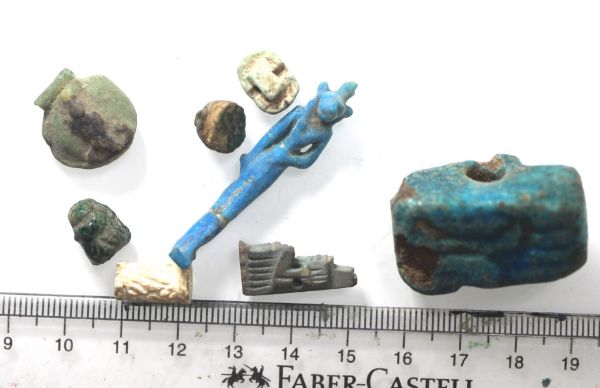 Picture of ANCIENT EGYPT. LOT FAIENCE AMULETS.  LATE PERIOD 600 - 300 B.C