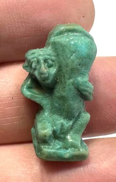 Picture of ANCIENT EGYPT-  FAIENCE PHALLIC  AMULET OF A DWARF. 600 - 300 B.C