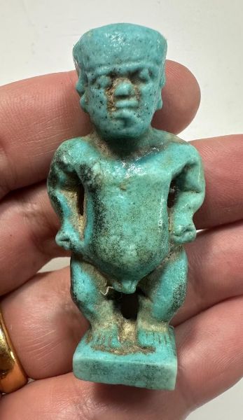 Picture of ANCIENT EGYPT-  HUGE FAIENCE  PATAIKOS AMULET. 600 - 300 B.C