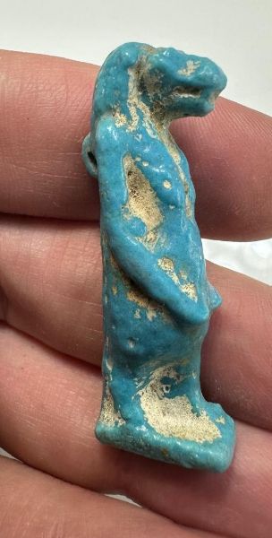 Picture of ANCIENT EGYPT. GRECO - ROMAN . BEAUTIFUL  FAIENCE AMULET OF TAWERET .   300 B.C - 100 A.D.  
