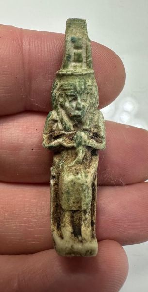 Picture of ANCIENT EGYPT. GRECO - ROMAN . BEAUTIFUL  FAIENCE AMULET OF ISIS NURSING HORUS .   300 B.C - 100 A.D.  