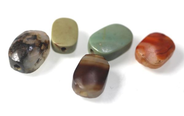 Picture of   Ancient Egypt.   LOT OF 5 SCARAB SHAPED STONE BEADS. NEW KINGDOM - LATE PERIOD 1400 - 300 B.C