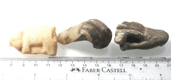 Picture of   Ancient ROMAN LOT OF 3 STONE FRAGMENTS. A BULL AND TWO HANDS. 100 - 300 A.D