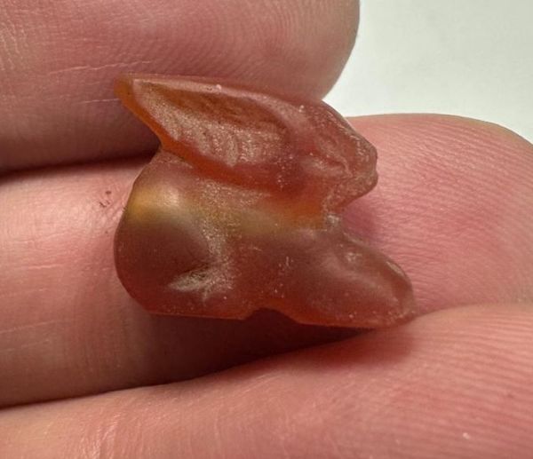 Picture of ANCIENT EGYPT -  BEAUTIFUL  CARNELIAN AMULET OF A HARE . LATE PERIOD. 300 - 100 B.C