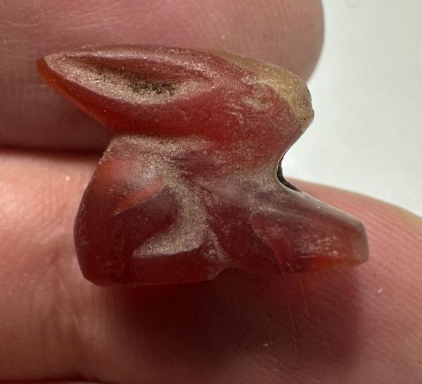 Picture of ANCIENT EGYPT -  BEAUTIFUL  CARNELIAN AMULET OF A HARE . LATE PERIOD. 300 - 100 B.C