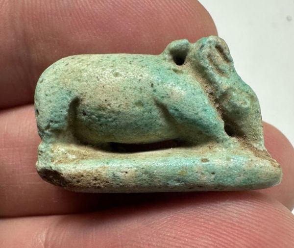 Picture of ANCIENT EGYPT -  FAIENCE AMULET OF A SOW . LATE PERIOD. 300 - 100 B.C