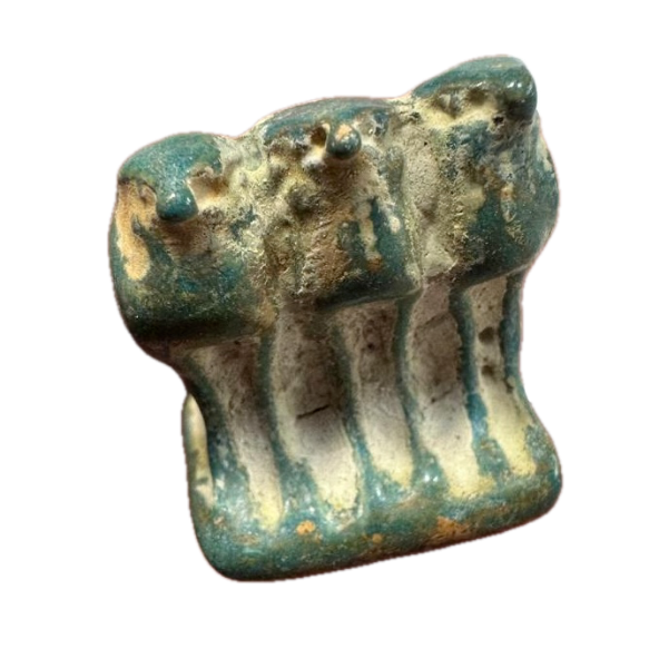 Picture of ANCIENT EGYPT -  BEAUTIFUL  TRIAD FAIENCE  AMULET- FALCONS (HORUS) . GRECO - ROMAN. 300 - 100 B.C