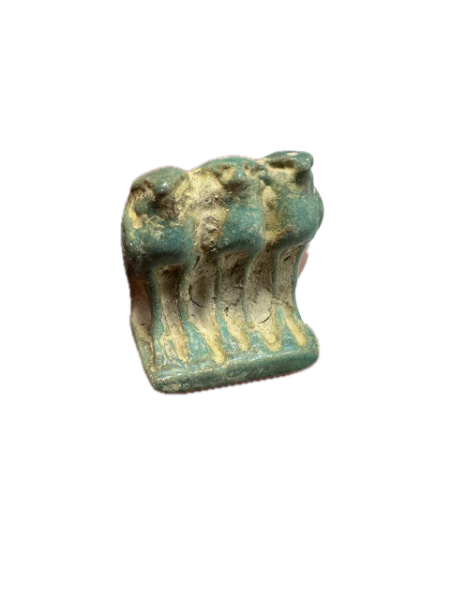 Picture of ANCIENT EGYPT -  BEAUTIFUL  TRIAD FAIENCE  AMULET- FALCONS (HORUS) . GRECO - ROMAN. 300 - 100 B.C