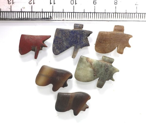 Picture of  Ancient Egypt. LOT OF 6 STONE EYE OF HORUS  AMULETS. 600 - 300 B.C