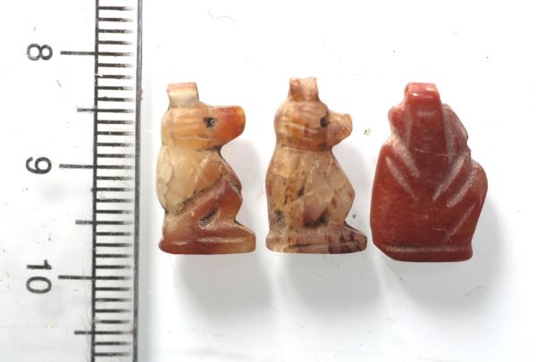 Picture of   Ancient Egypt. LOT OF 3 STONE, BABOON OR TAWARET AND A HARPOCRATES  AMULETS. 600 - 300 B.C