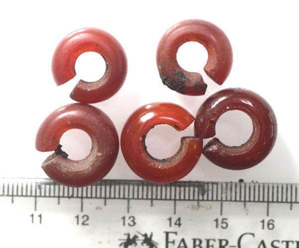 Picture of   Ancient Egypt. LOT OF 5 CARNELIAN HAIR RINGS. 600 - 300 B.C