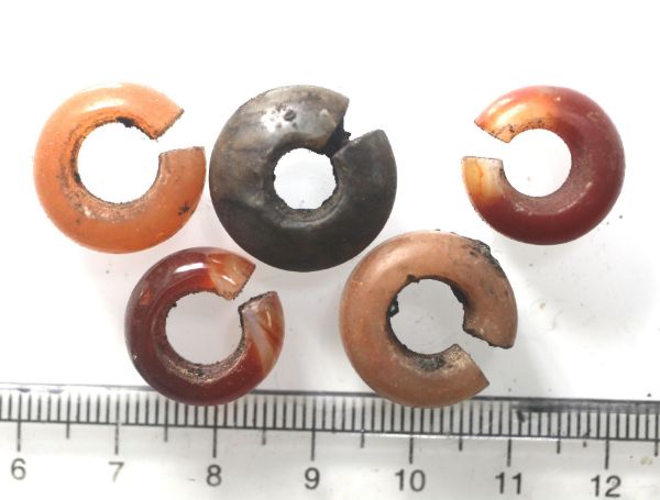 Picture of   Ancient Egypt. LOT OF 5 CARNELIAN HAIR RINGS. 600 - 300 B.C