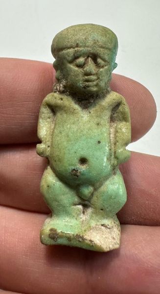 Picture of ANCIENT EGYPT - FAIENCE POTAIKOS AMULET . 600 - 300 B.C