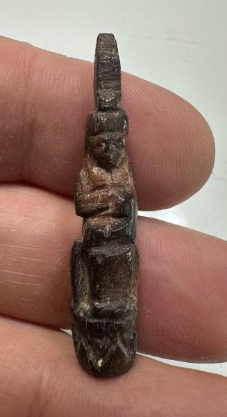 Picture of ANCIENT EGYPT - WOOD ISIS NURSING HORUS  AMULET. GRECO - ROMAN. 300 - 100 B.C