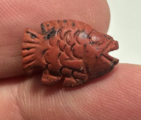 Picture of   Ancient Egypt. Beautiful Red Jasper Stone fish Amulet. late period. 600 - 300 B.C