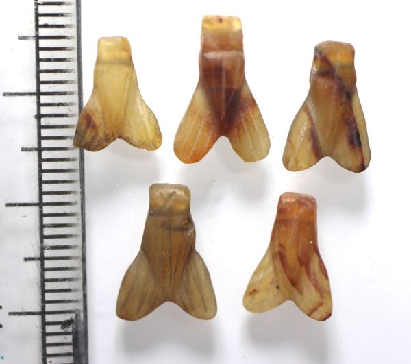 Picture of   Ancient Egypt. LOT OF 5  CARNELIAN STONE FLY AMULETS. 600 - 300 B.C