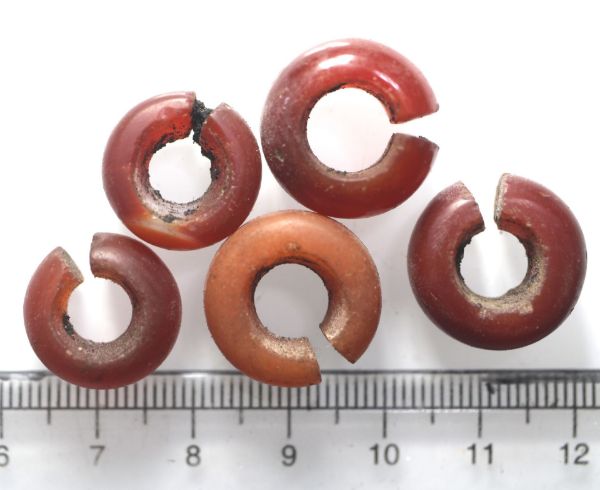 Picture of   Ancient Egypt. LOT OF 5 CARNELIAN HAIR RINGS. 600 - 300 B.C
