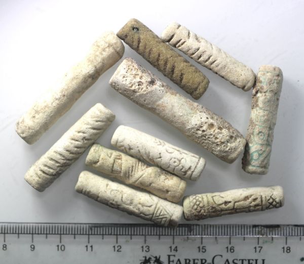 Picture of STOCK CLEARANCE: LATE BRONZE AGE. 1400 - 1200 B.C. FAIENCE CYLINDER SEALS. ELAMITE . 