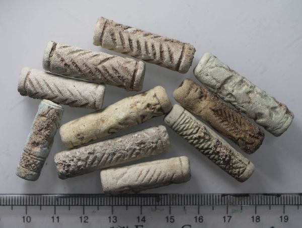 Picture of STOCK CLEARANCE: LATE BRONZE AGE. 1400 - 1200 B.C. FAIENCE CYLINDER SEALS. ELAMITE . 