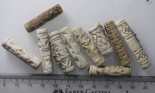Picture of STOCK CLEARANCE: LATE BRONZE AGE. 1400 - 1200 B.C. FAIENCE CYLINDER SEALS. ELAMITE . 