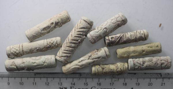 Picture of STOCK CLEARANCE: LATE BRONZE AGE. 1400 - 1200 B.C. FAIENCE CYLINDER SEALS. ELAMITE . 