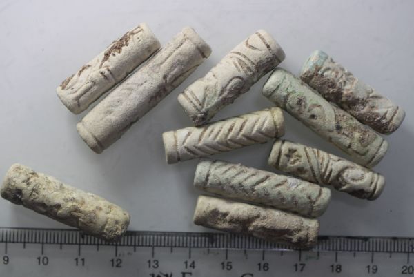 Picture of STOCK CLEARANCE: LATE BRONZE AGE. 1400 - 1200 B.C. FAIENCE CYLINDER SEALS. ELAMITE . 