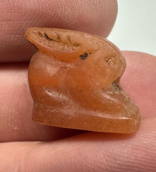 Picture of ANCIENT EGYPT -  BEAUTIFUL  CARNELIAN AMULET OF A HARE . LATE PERIOD. 300 - 100 B.C