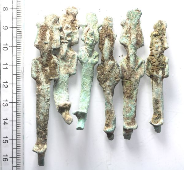 Picture of ANCIENT EGYPT. LATE PERIOD. LOT OF 6 BRONZE FIGURES OF OSIRIS. 600 - 300 B.C