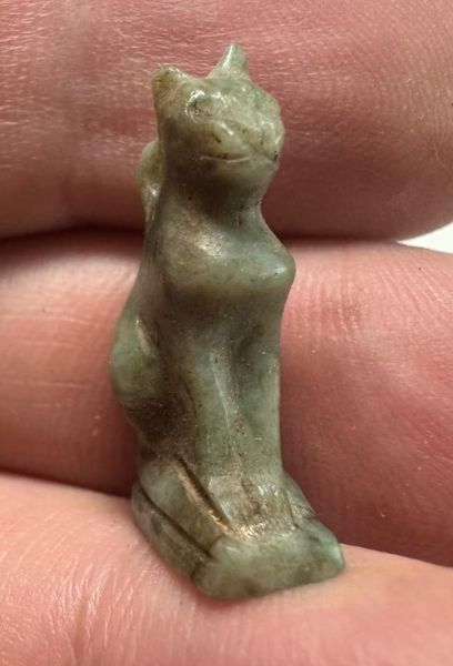 Picture of  Ancient Egypt.  LATE PERIOD. 600 - 100 B.C.  STONE  CAT AMULET