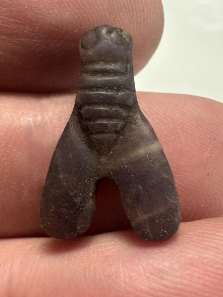 Picture of ANCIENT EGYPT . AMETHYST STONE FLY  AMULET. 1400 - 1200 B.C  NEW KINGDOM